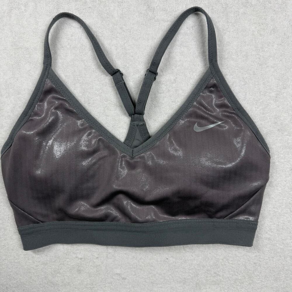 Nike Indy Party Pack Sports Bra Women’s Small Gray Silver Metallic Light Support